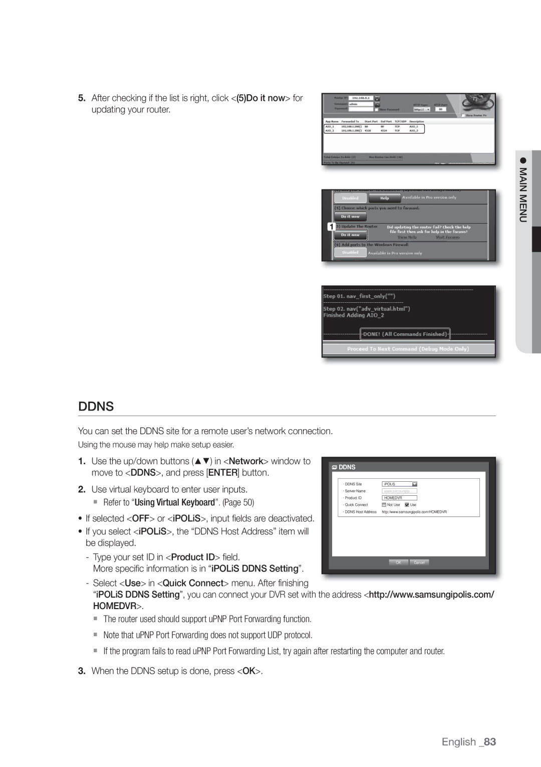 Samsung SDE-400X, SDE5003, SDE-500X, SDE-5003 user manual When the Ddns setup is done, press OK 