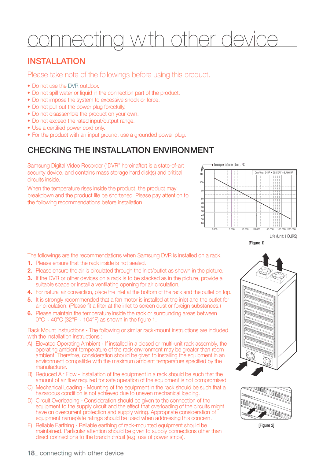 Samsung SDHP4080 user manual Checking the Installation Environment, Temperature Unit ºC, Life Unit Hours 