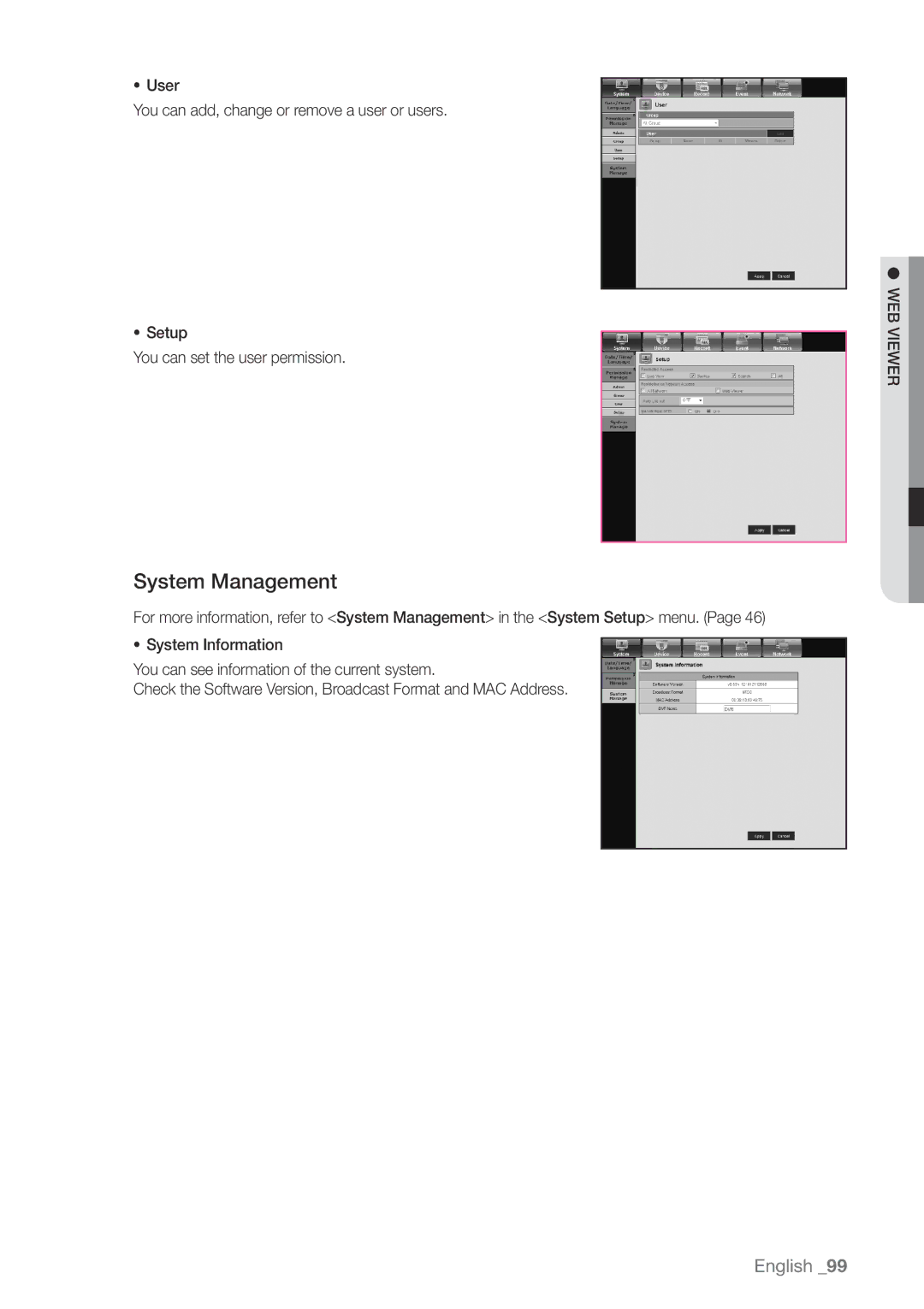 Samsung SDHP4080 user manual System Management 