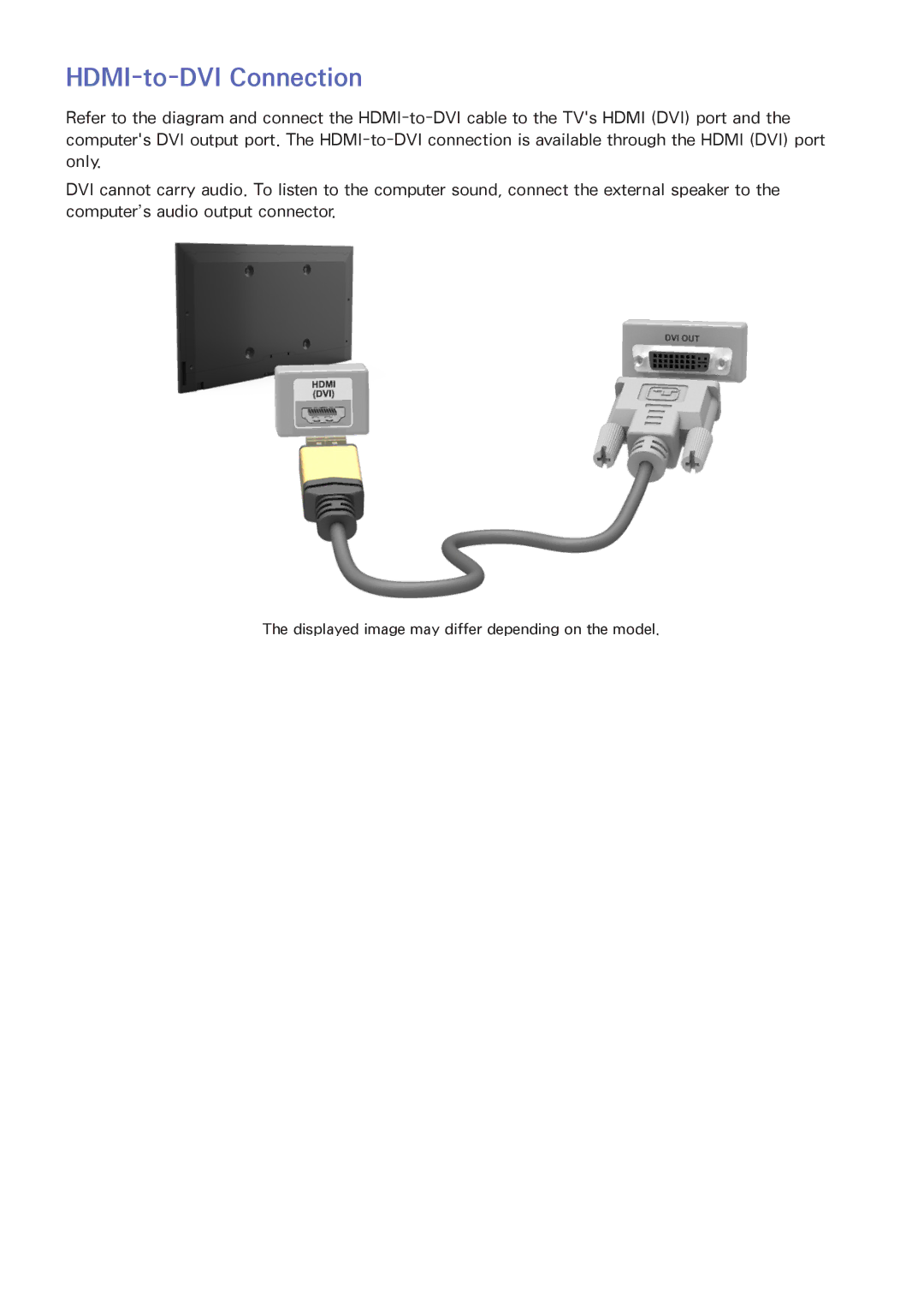 Samsung UN65F6350A, SDHP5080, UN75F7100AFXZA, UN75F6400AF, UN75F6300AFXZA, UN65F7100AF, UN65F7050A HDMI-to-DVI Connection 