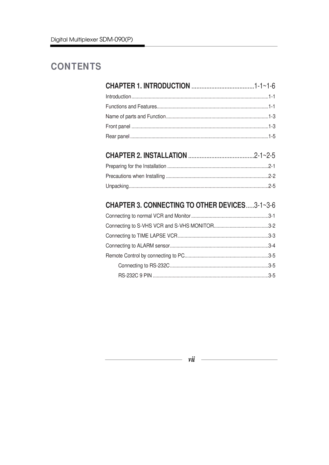 Samsung SDM-090MP, SDM-090P manual Contents 