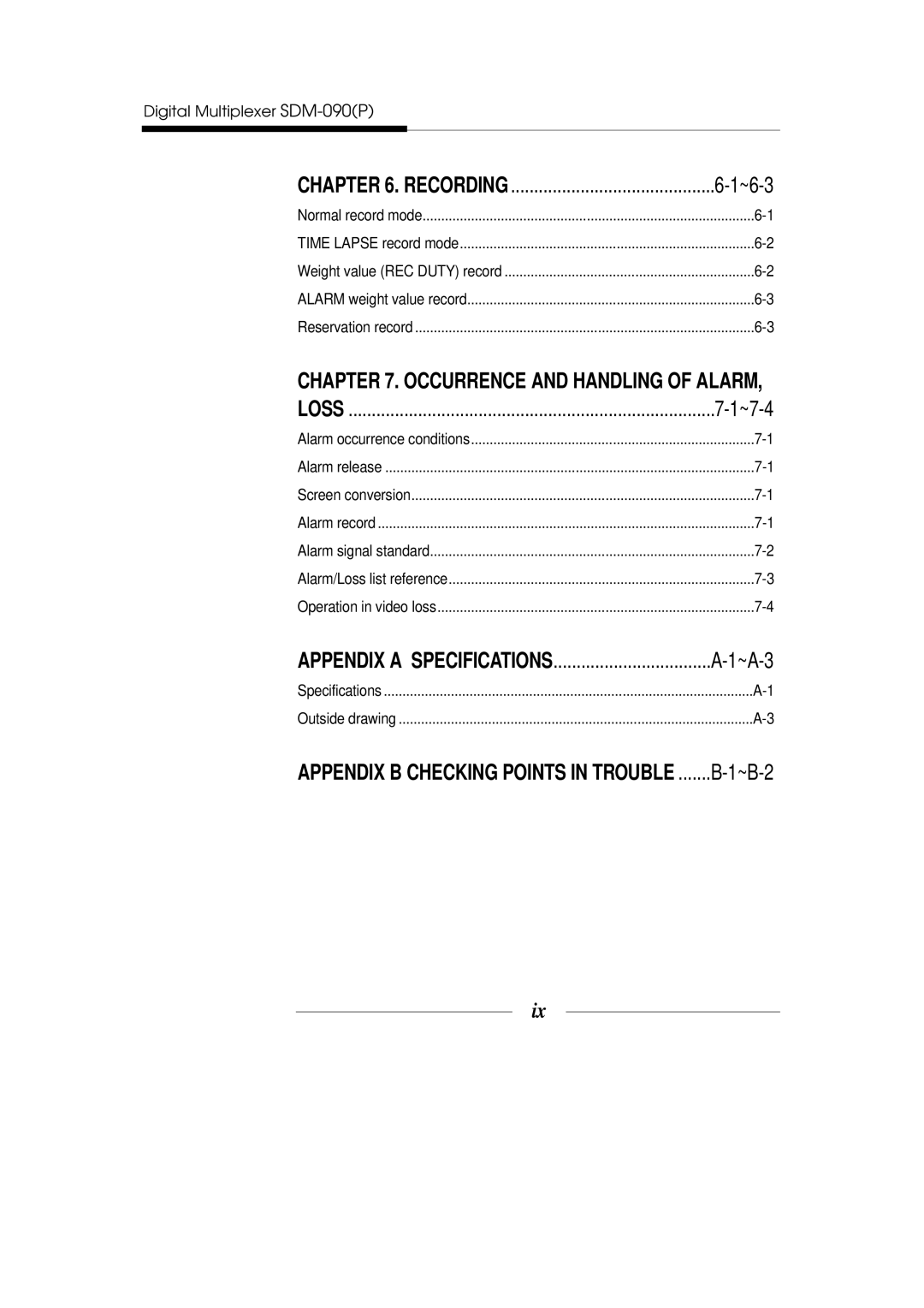 Samsung SDM-090MP, SDM-090P manual Occurrence and Handling of Alarm 