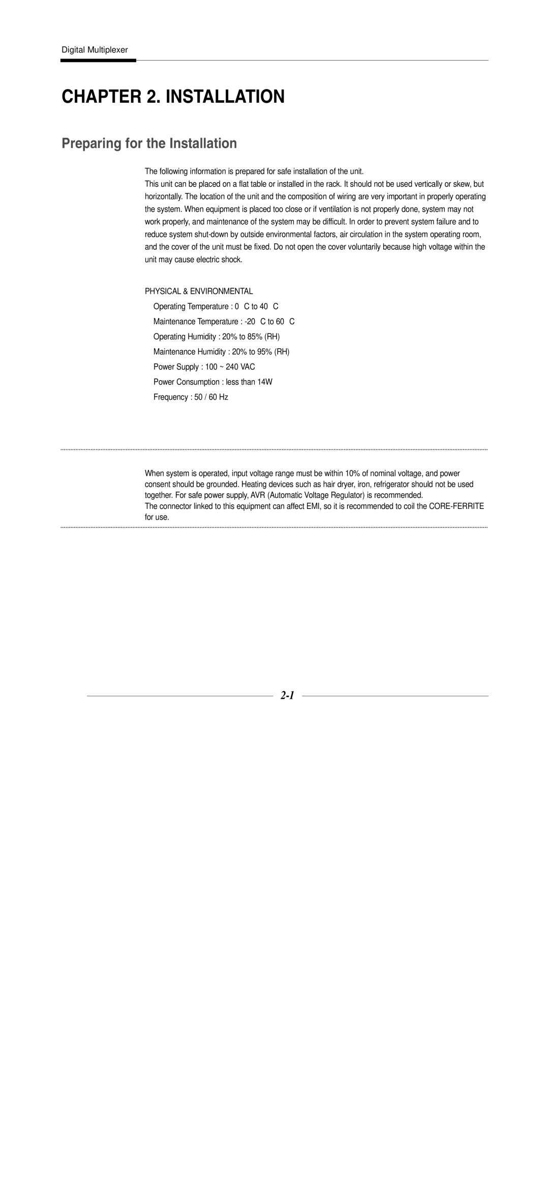 Samsung SDM-160P, SDM-160MP, SDM-090P manual Preparing for the Installation, Physical & Environmental 