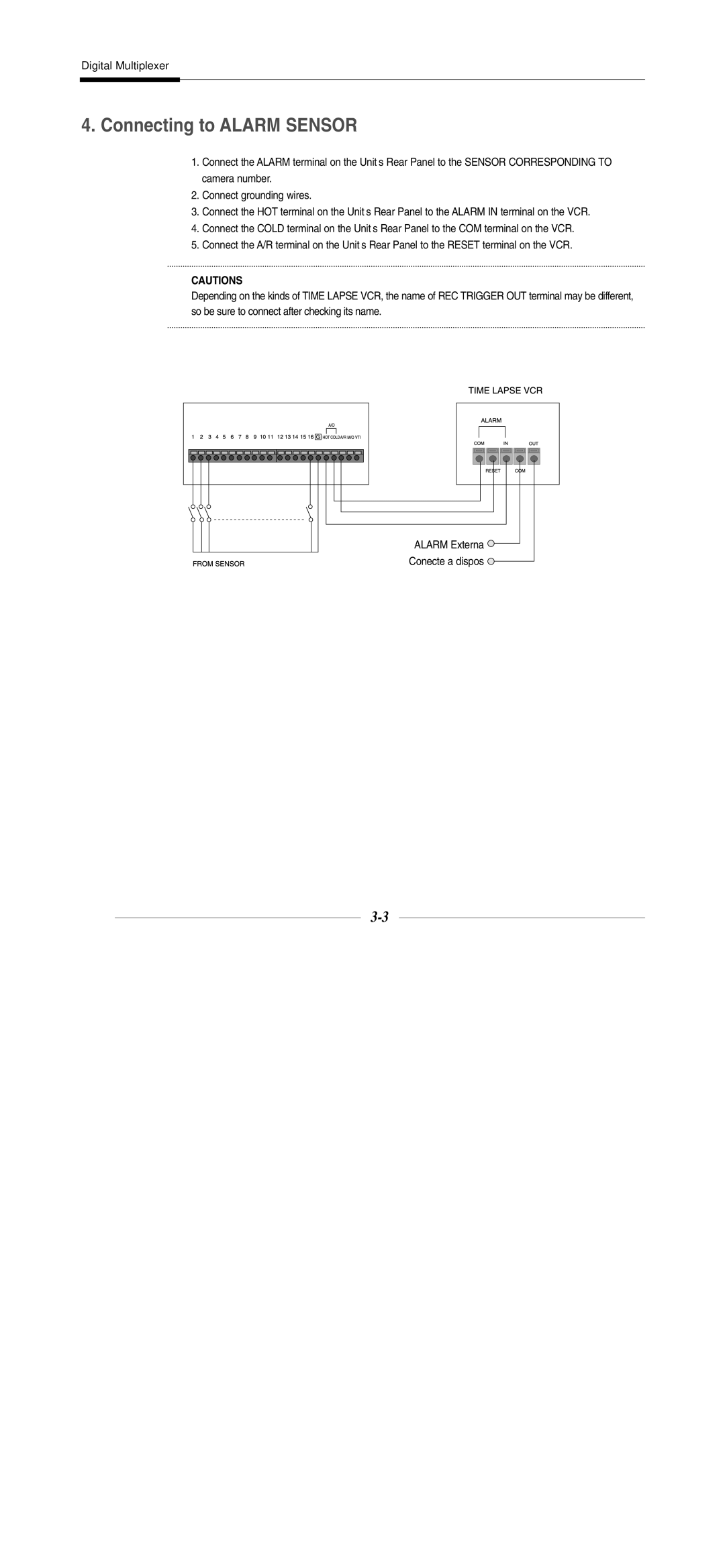 Samsung SDM-160P, SDM-160MP, SDM-090P manual Connecting to Alarm Sensor 