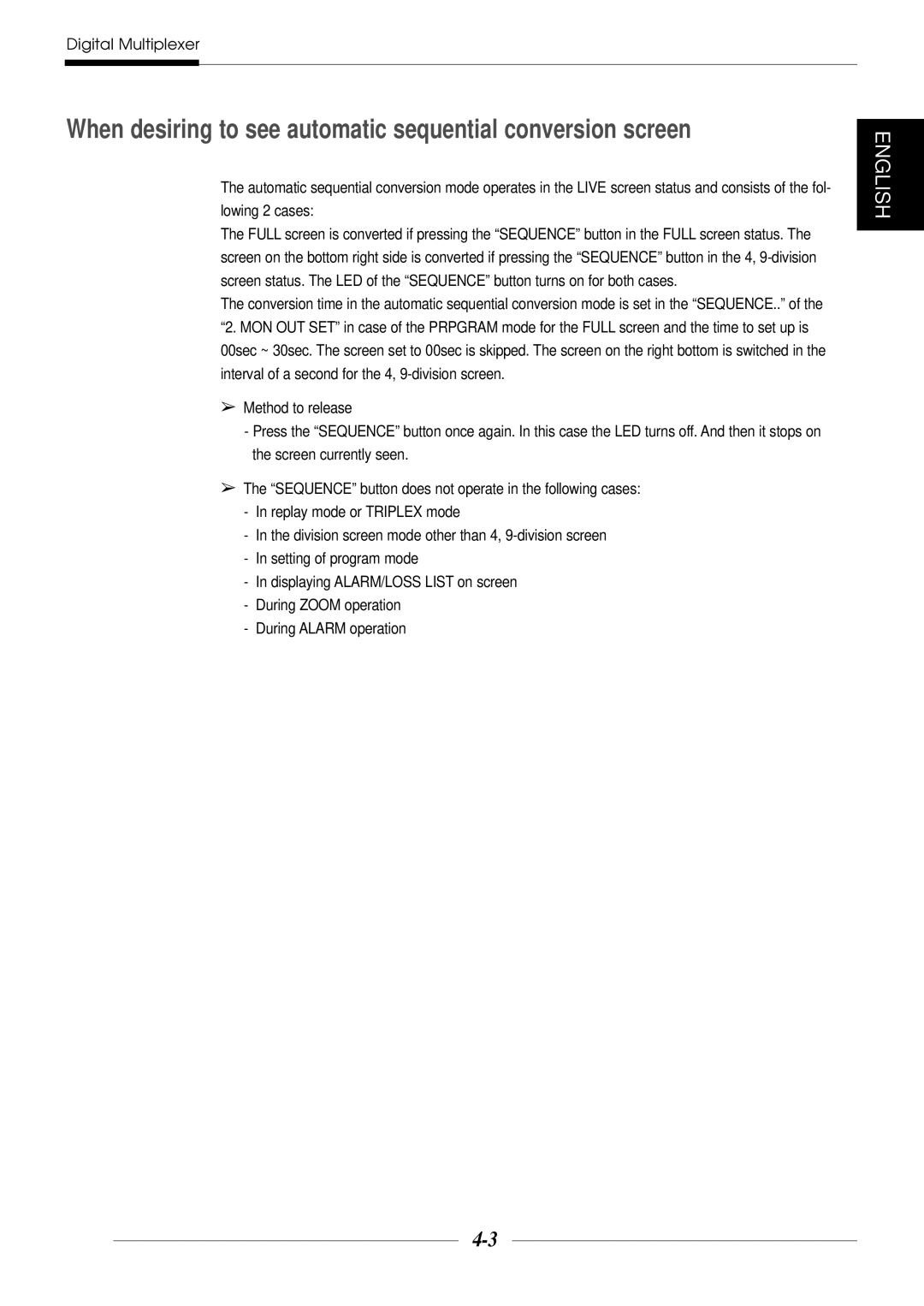 Samsung SDM-160N manual When desiring to see automatic sequential conversion screen 