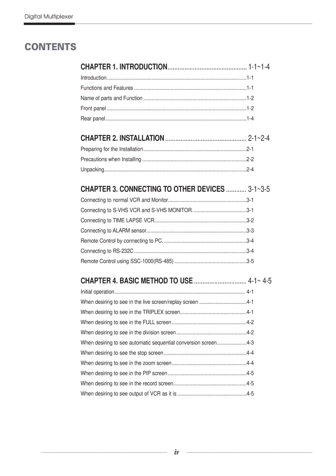 Samsung SDM-160N manual Contents 