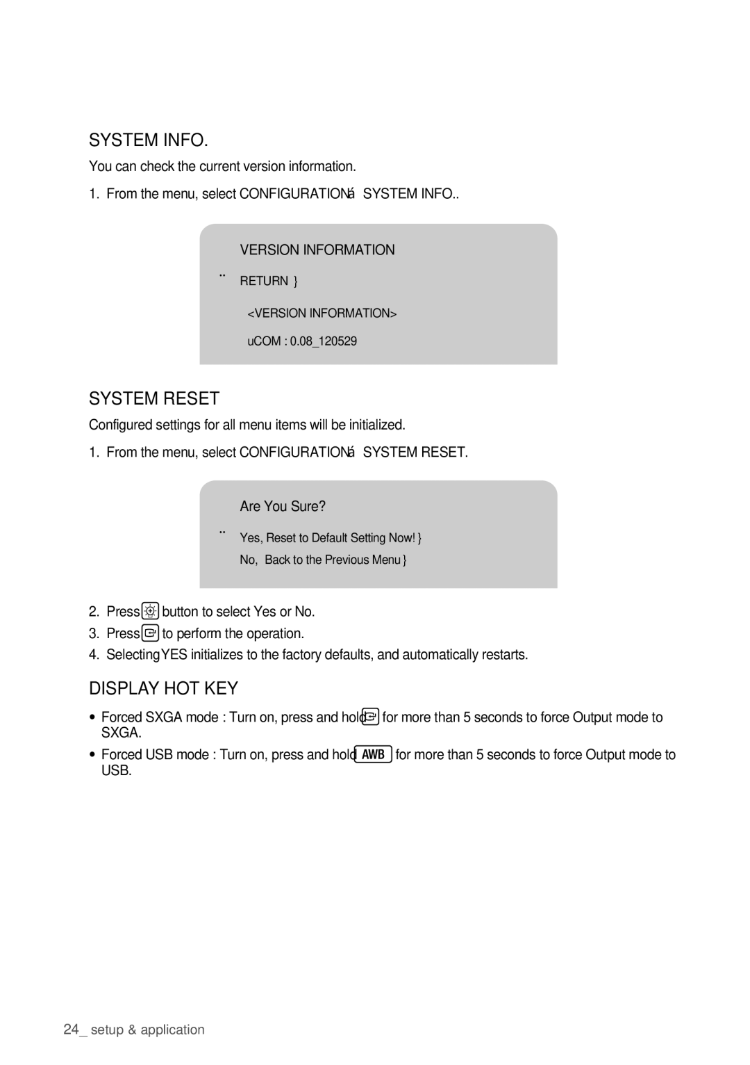 Samsung SDP-760 user manual System Info, Version Information 