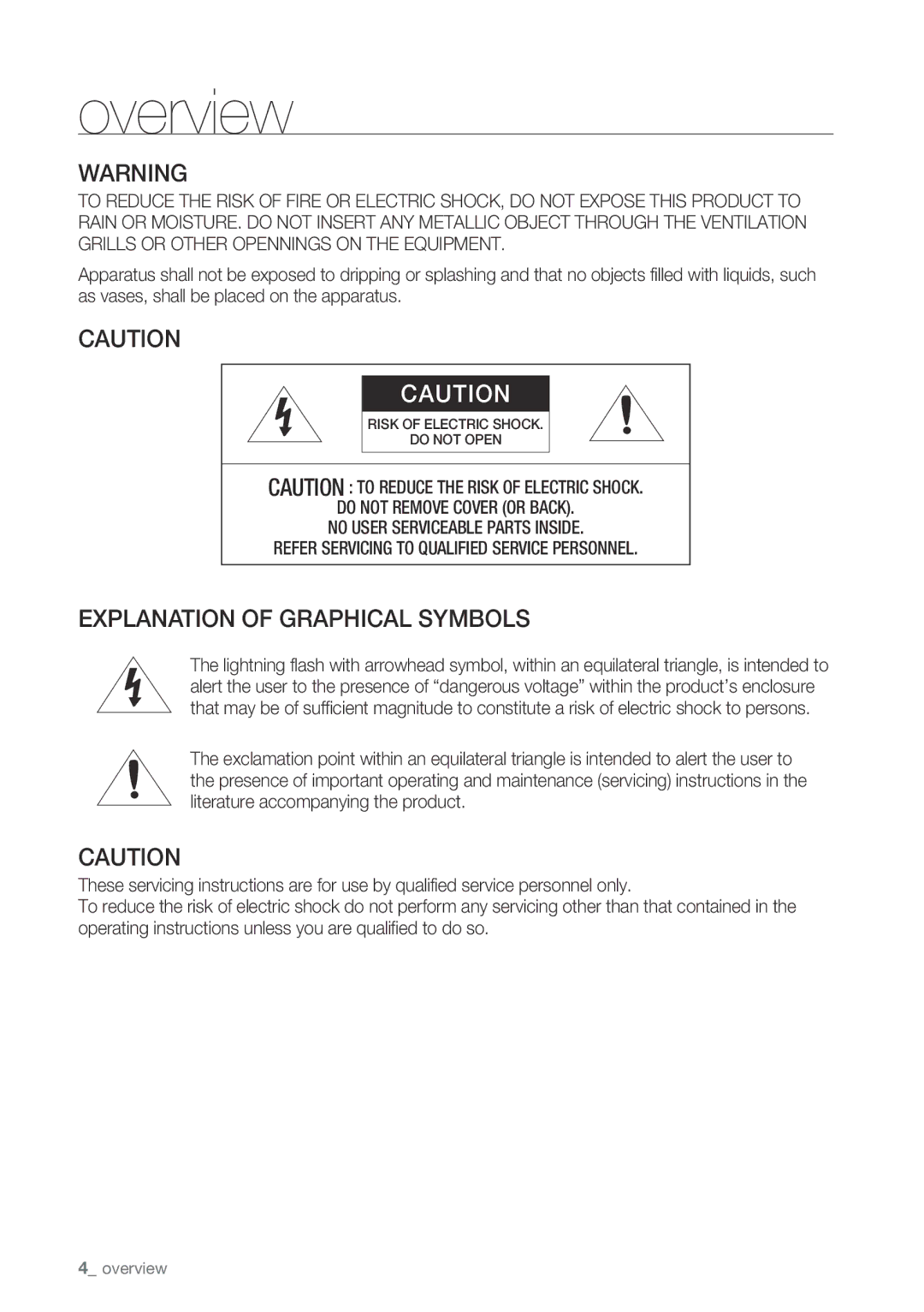 Samsung SDP-760 user manual Explanation of Graphical Symbols 