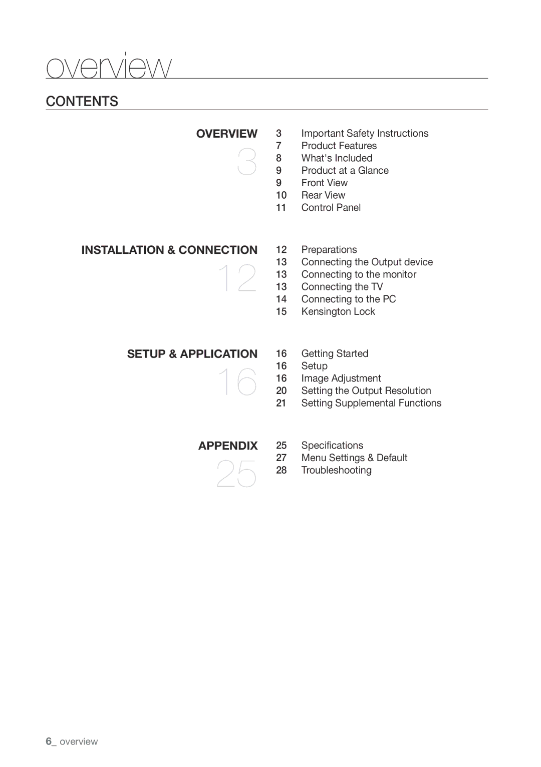 Samsung SDP-760 user manual Contents 