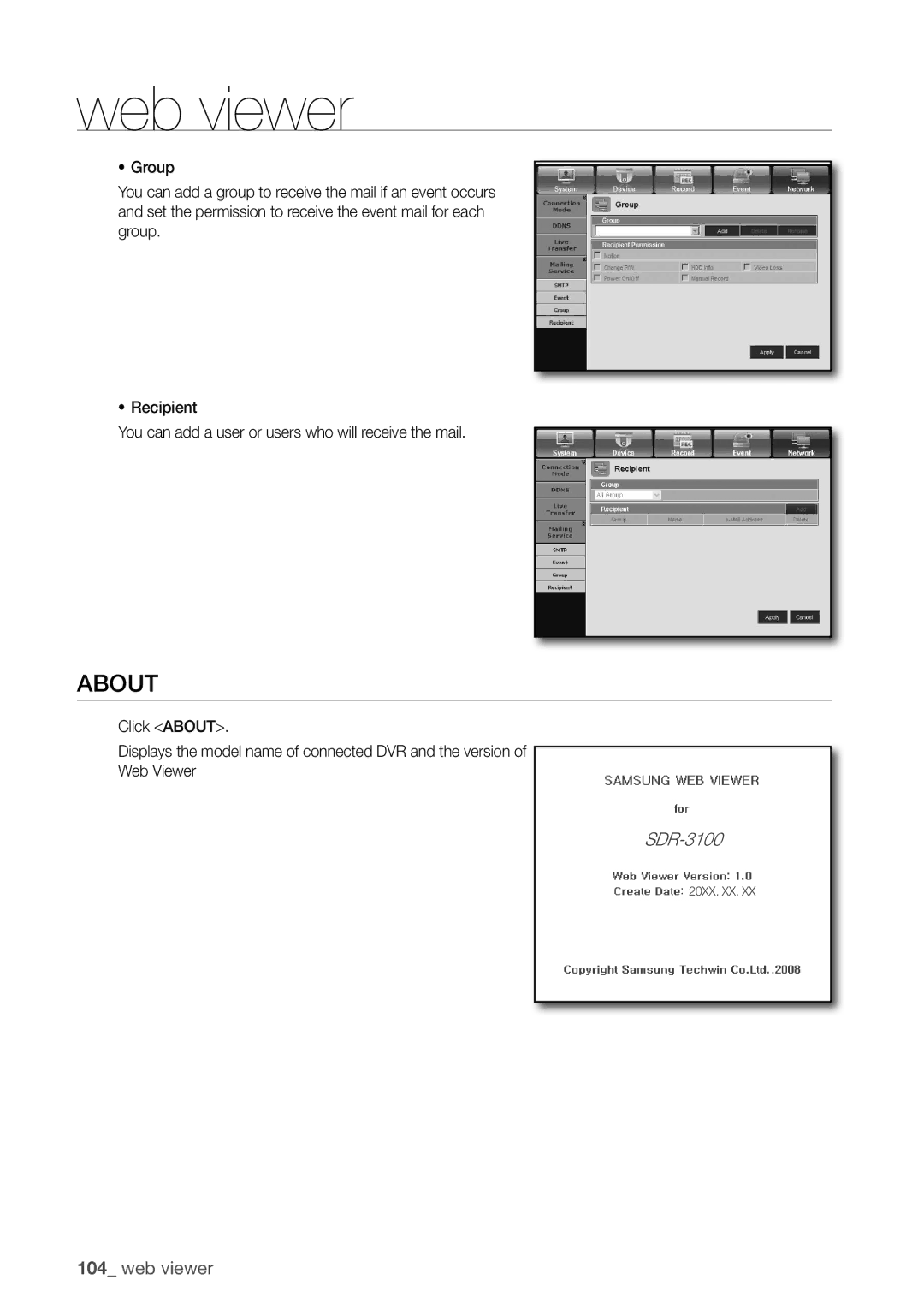 Samsung SDR3100 user manual About 