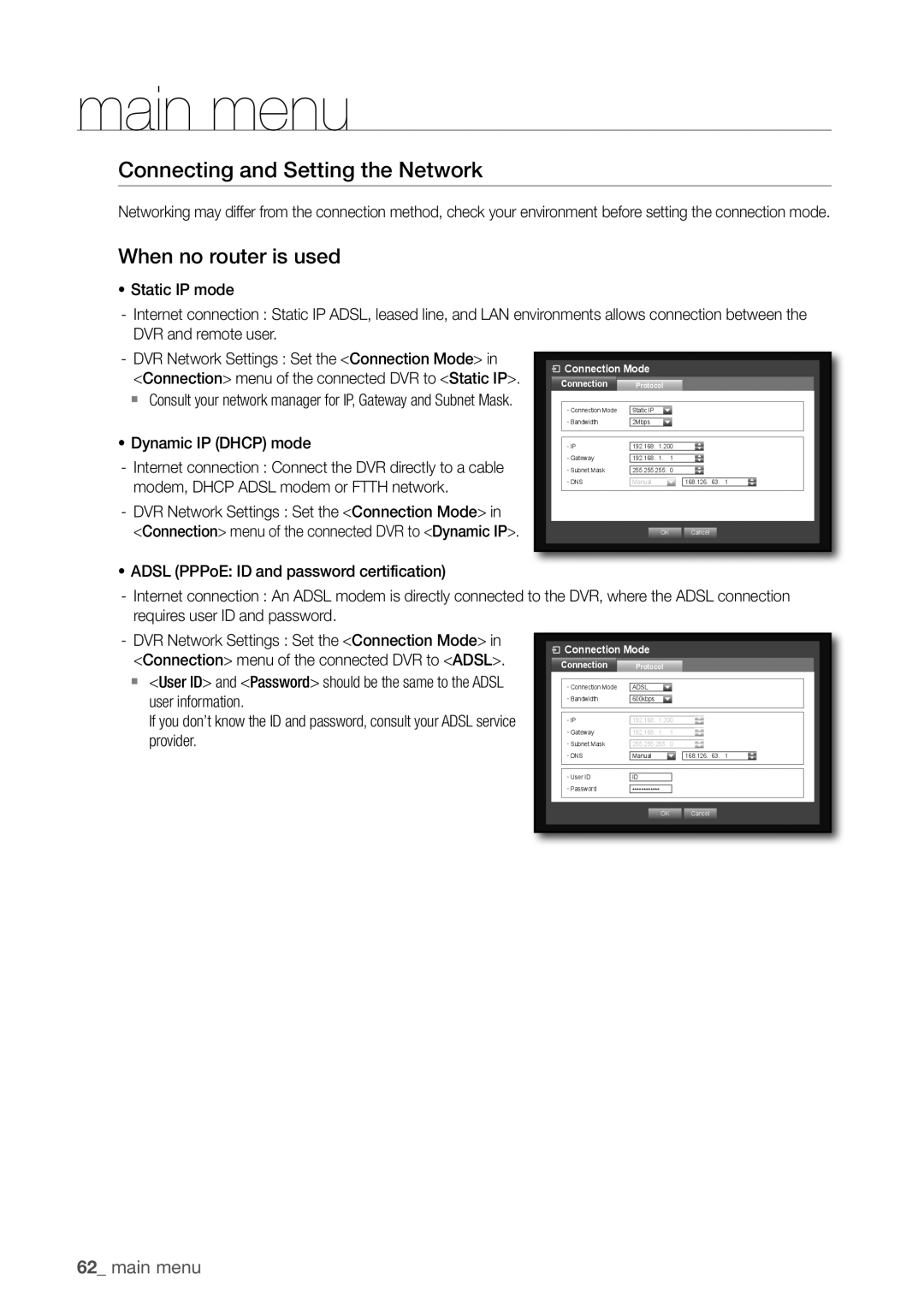 Samsung SDR3100 user manual Connecting and Setting the network, When no router is used 