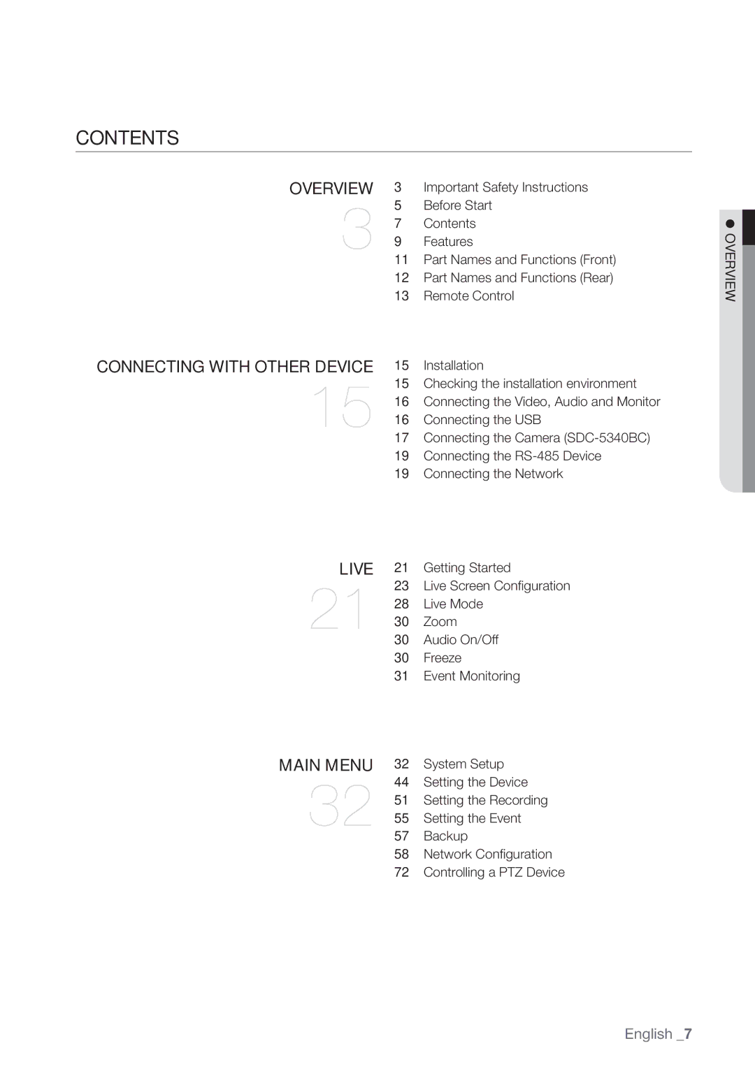 Samsung SDR3100 user manual Contents 