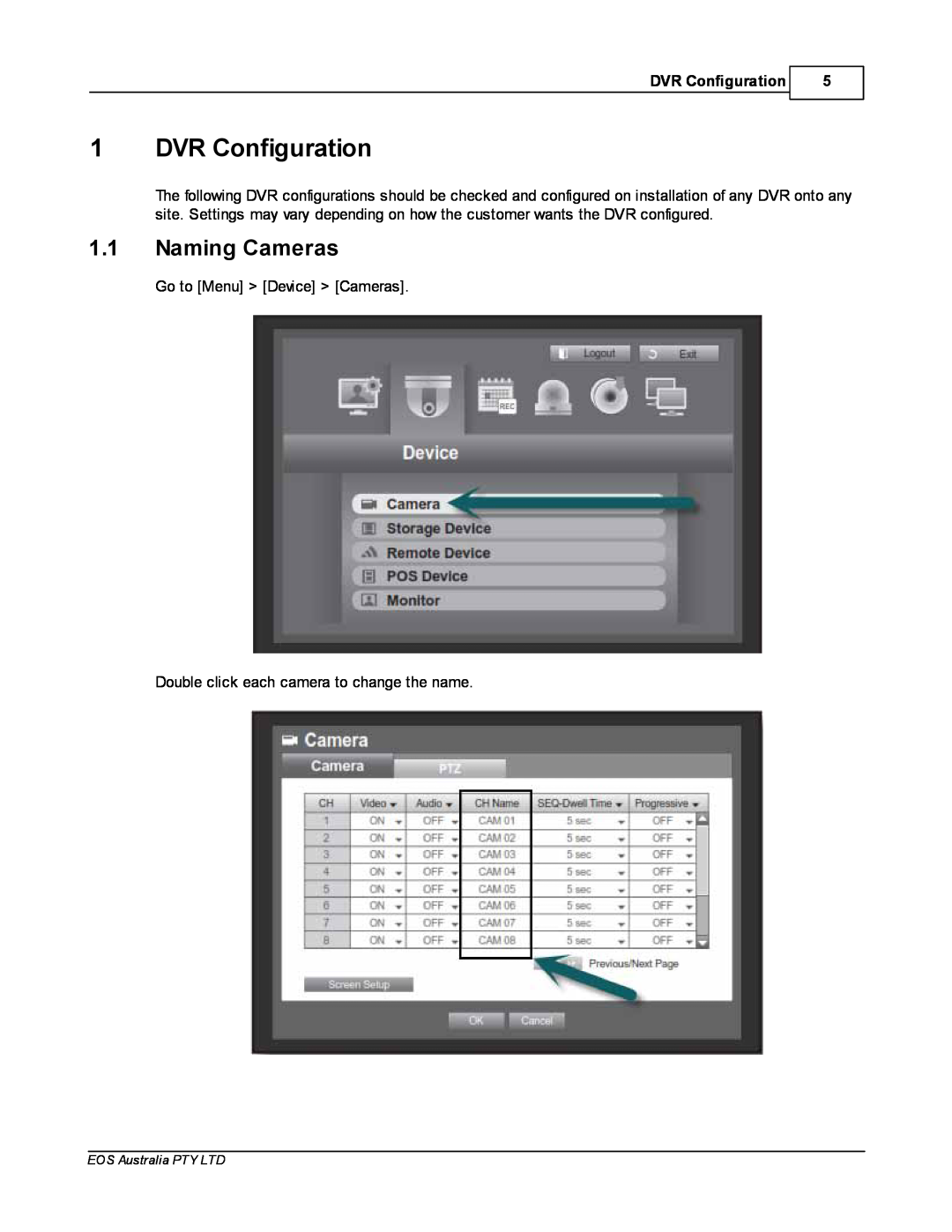 Samsung SDR4200 manual 1DVR Configuration, 1.1Naming Cameras 