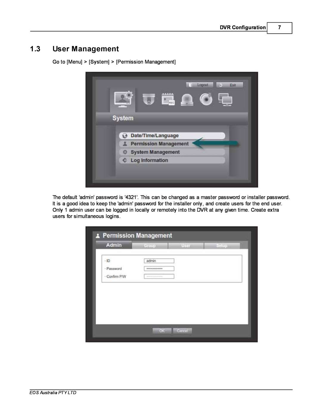 Samsung SDR4200 manual 1.3User Management, DVR Configuration 
