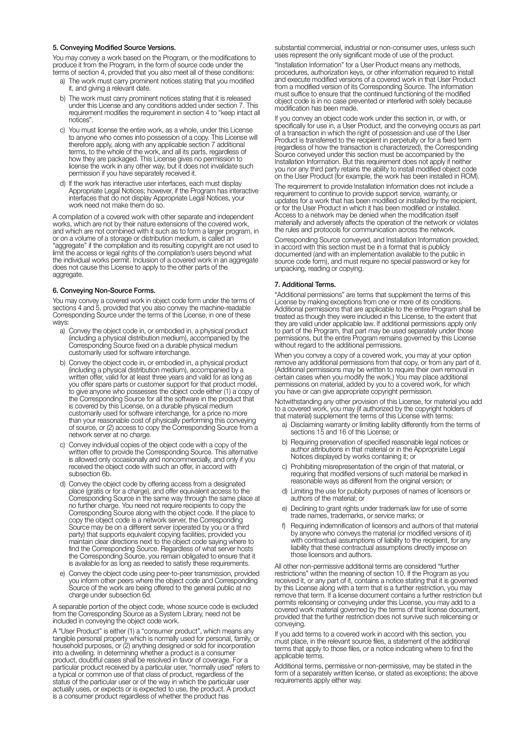 Samsung SDR4100, SDR5100 user manual Conveying Modified Source Versions 