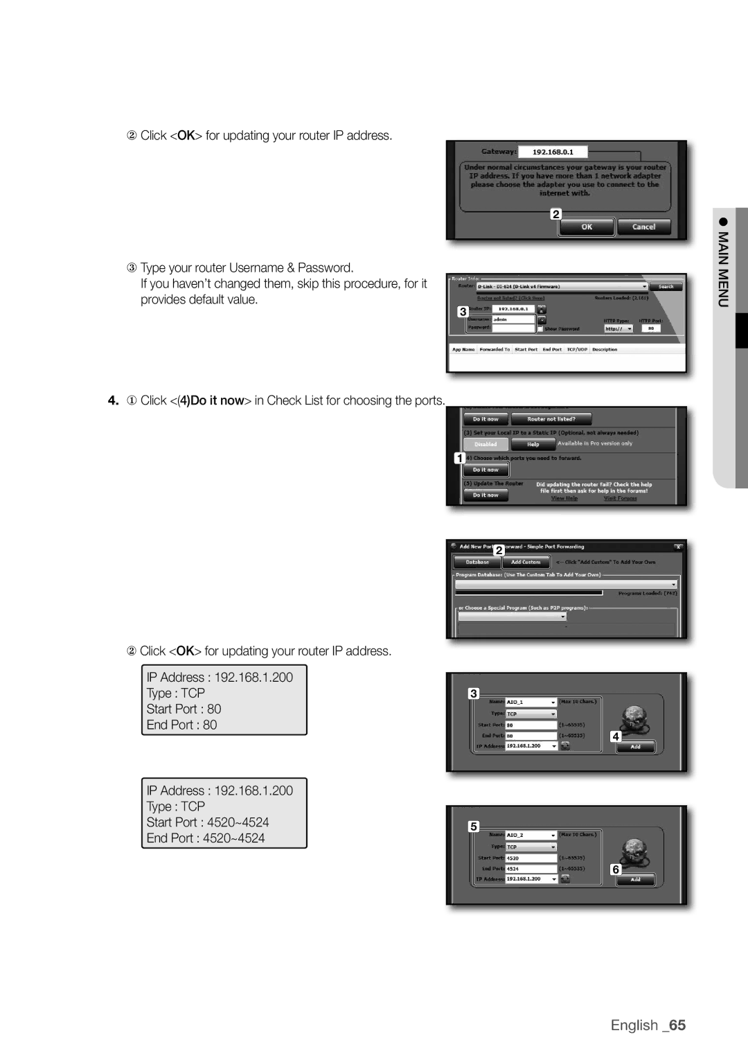 Samsung SDR4100, SDR5100 user manual ① Click 4Do it now in Check List for choosing the ports 