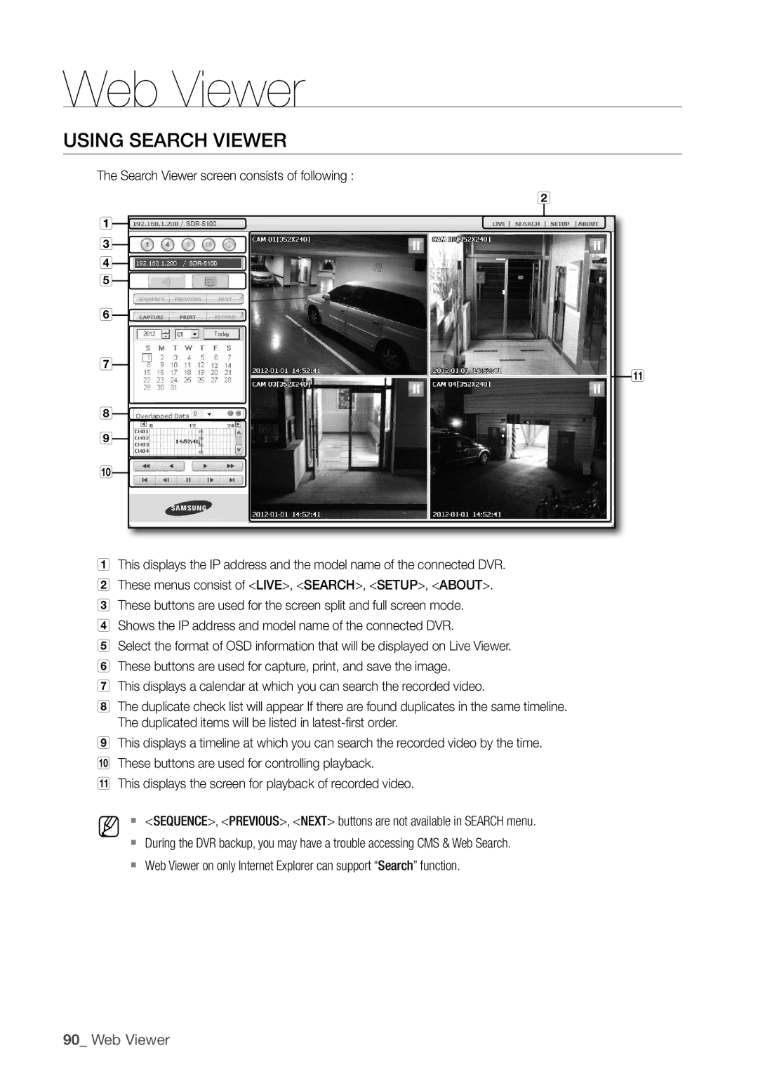 Samsung SDR5100, SDR4100 user manual USIng SeArch VIeWer 