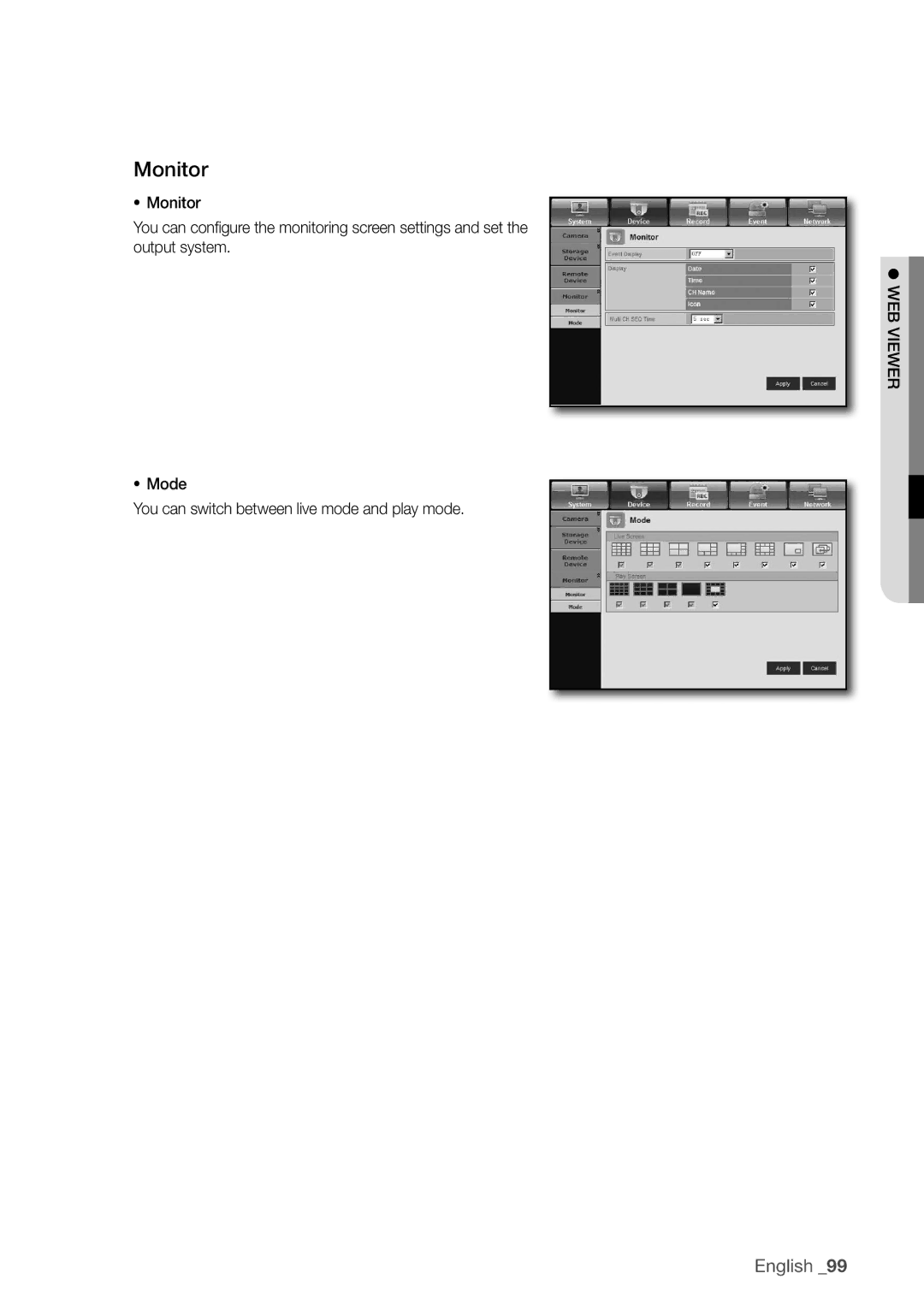 Samsung SDR4100, SDR5100 user manual Monitor 