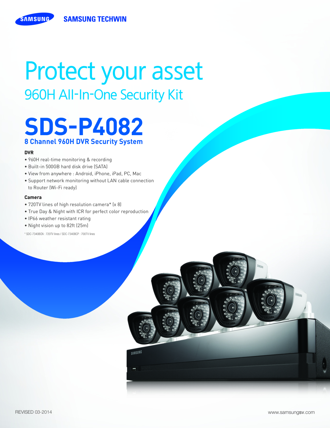Samsung SDS-P4082 manual Protect your asset, 960H All-In-OneSecurity Kit, Channel 960H DVR Security System, Camera 