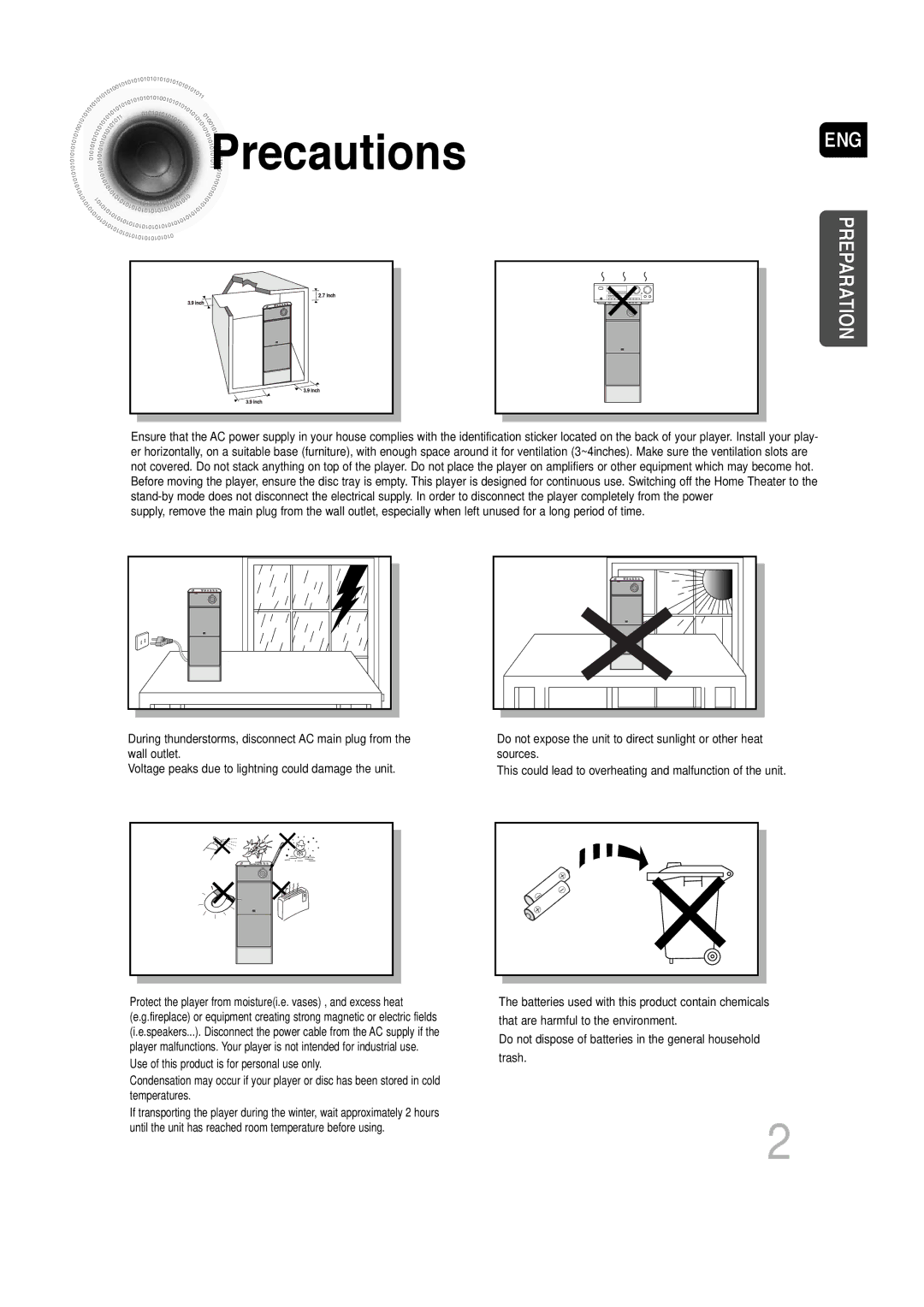 Samsung SDSM-EX, P1200-SECA, AH68-01720S, 20060814151350437 manual Precautions, Eng 