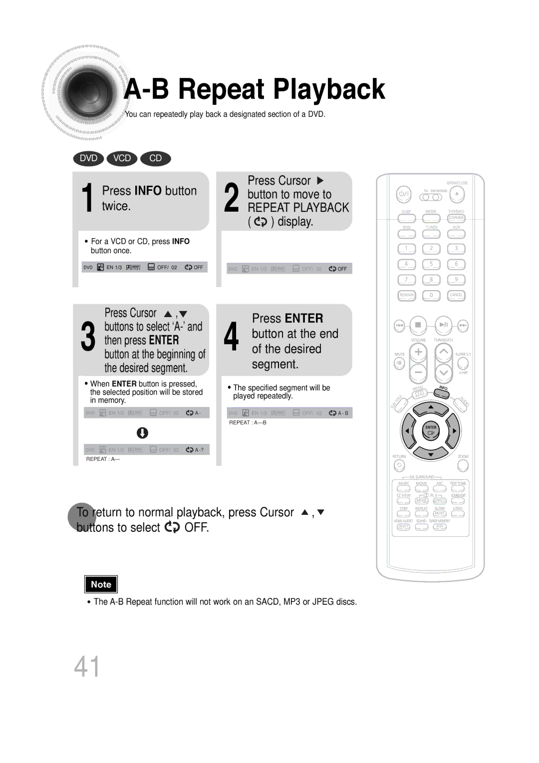 Samsung 20060814151350437, SDSM-EX, P1200-SECA Press Info button twice, Press Enter, Desired, Segment, Button at the end 