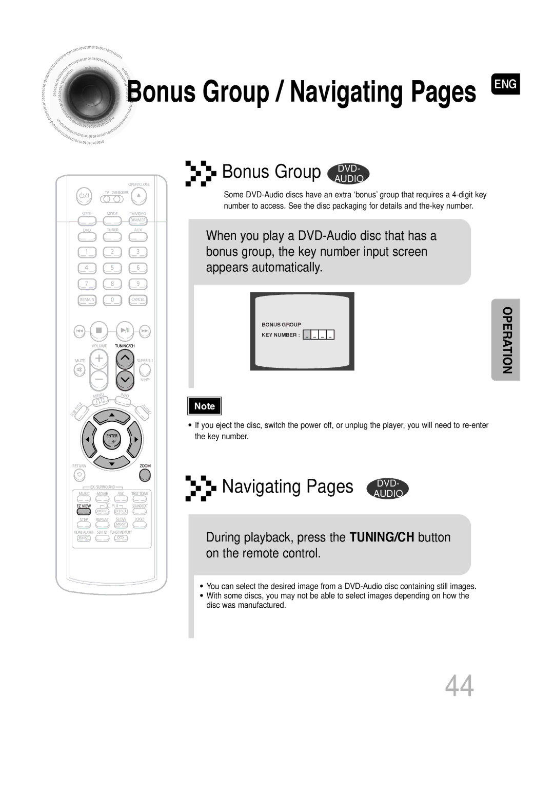 Samsung AH68-01720S, SDSM-EX, P1200-SECA, 20060814151350437 manual Bonus Group / Navigating Pages ENG 