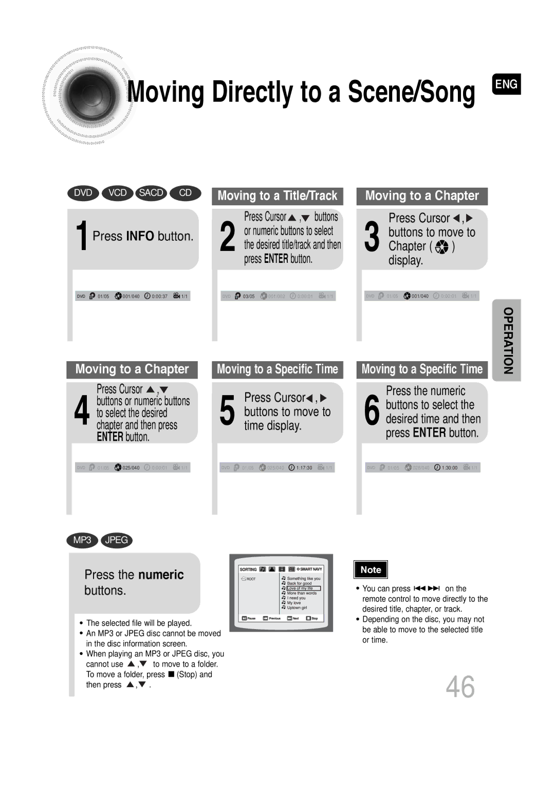 Samsung SDSM-EX, P1200-SECA, AH68-01720S manual 1Press Info button, Time display, Chapter display, Press the numeric 