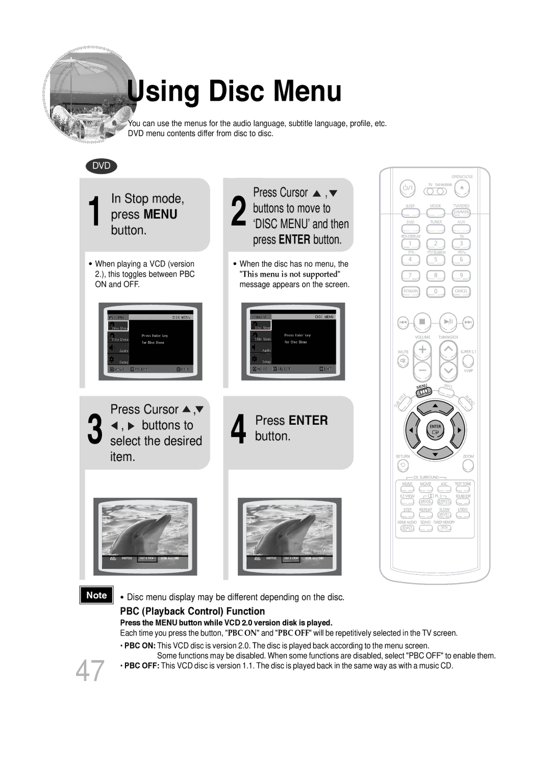 Samsung P1200-SECA, SDSM-EX, AH68-01720S, 20060814151350437 manual Using Disc Menu, Stop mode, Press Cursor, Buttons to 