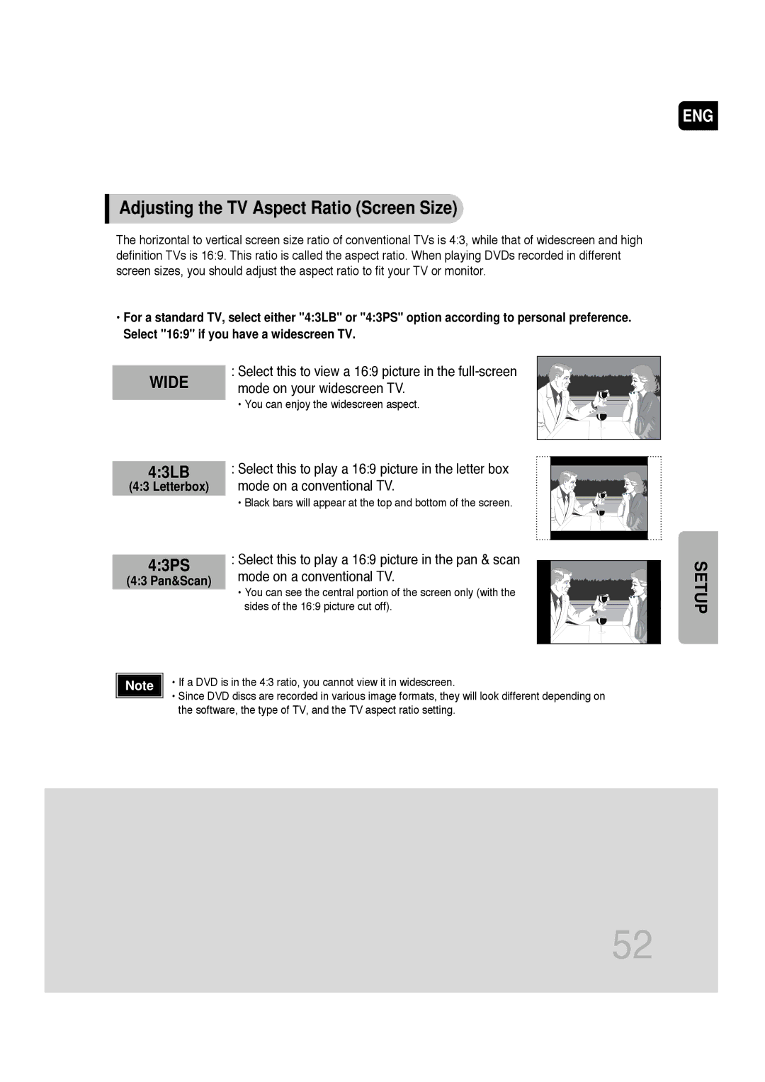 Samsung AH68-01720S, SDSM-EX, P1200-SECA manual Adjusting the TV Aspect Ratio Screen Size, Letterbox, 43 Pan&Scan 