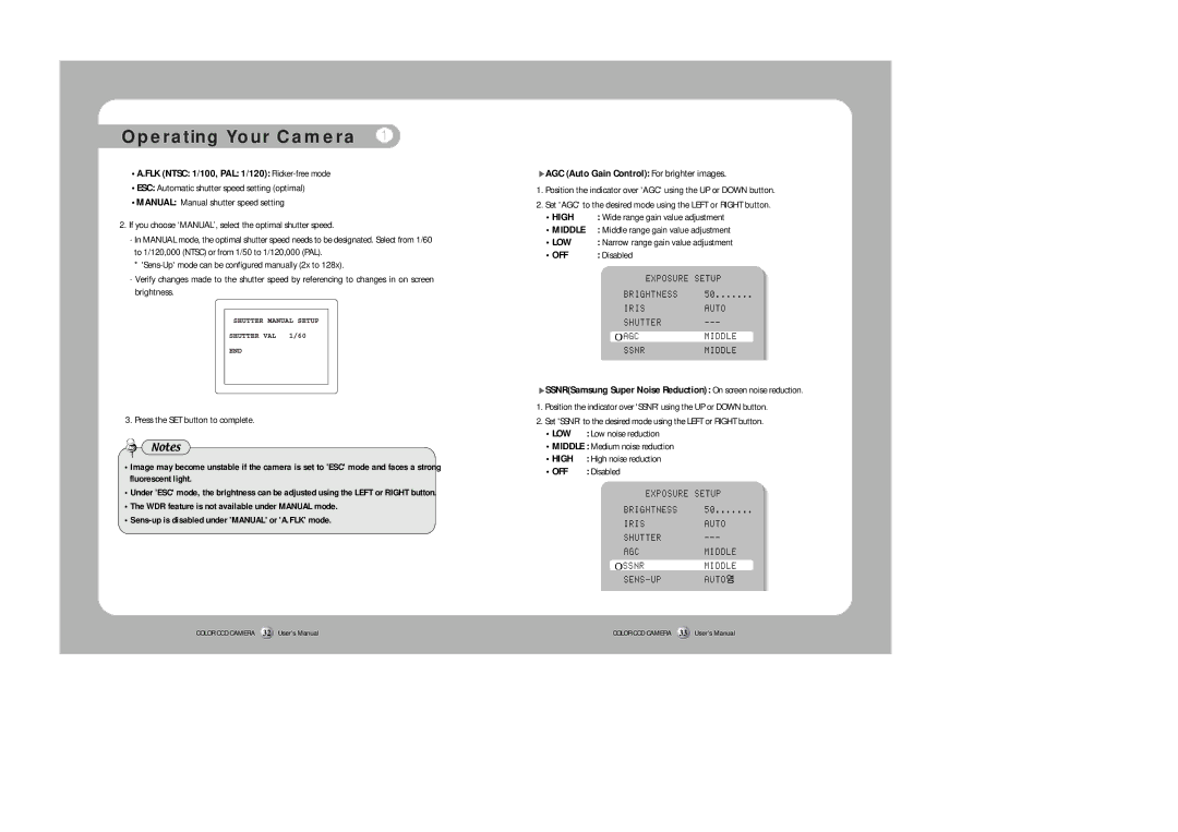 Samsung SDZ-300 instruction manual High, Middle, Low, Off 