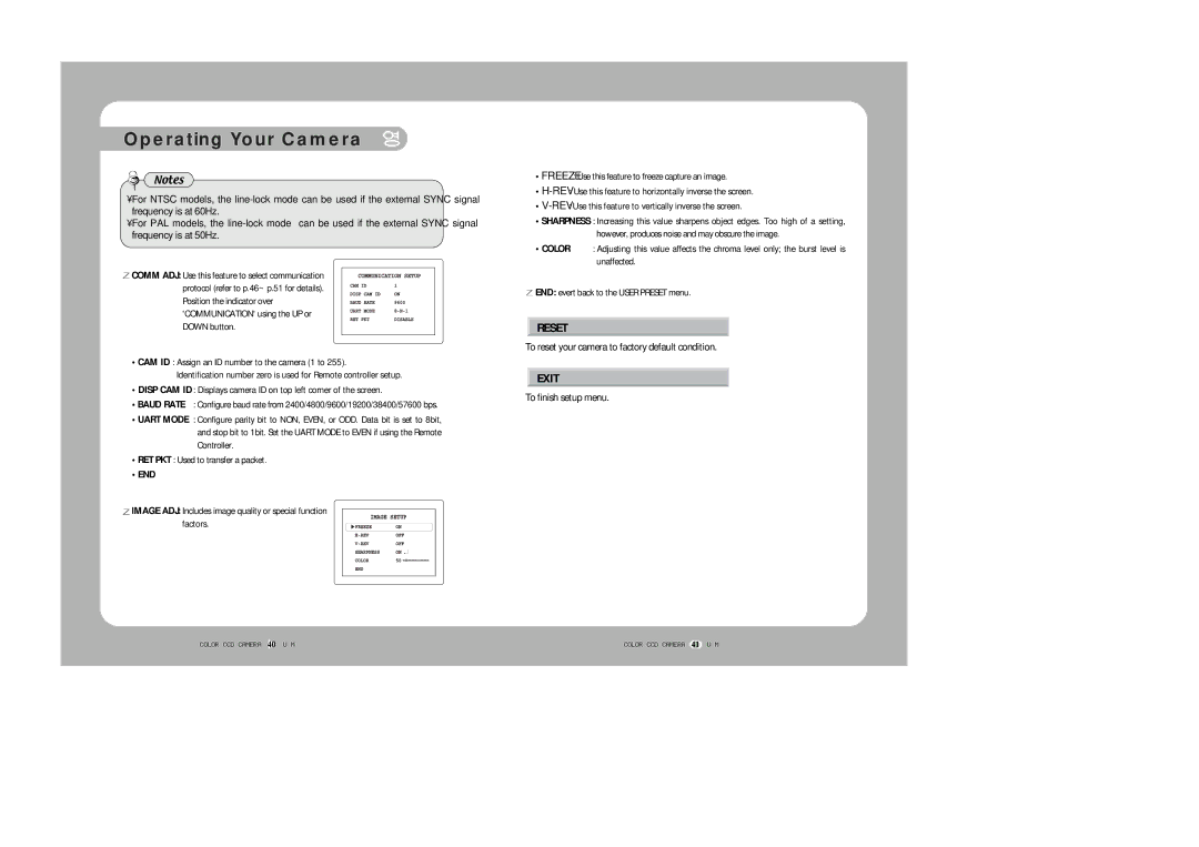 Samsung SDZ-300 To reset your camera to factory default condition, To finish setup menu, RET PKT Used to transfer a packet 