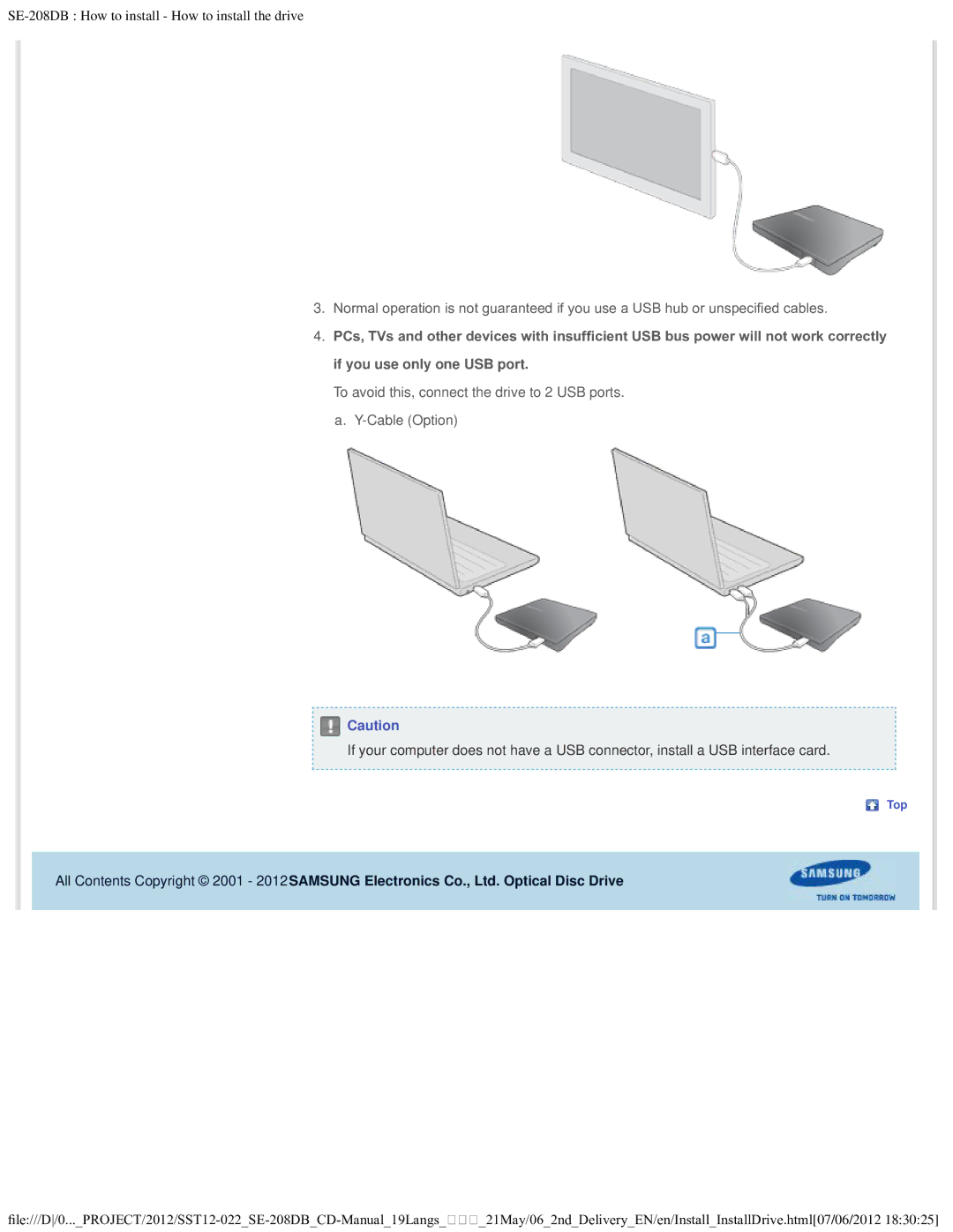 Samsung warranty SE-208DB How to install How to install the drive 