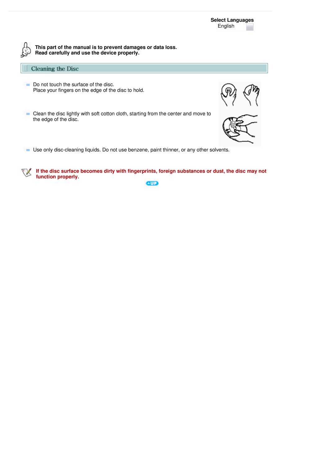 Samsung SE-S084B user manual Select Languages 