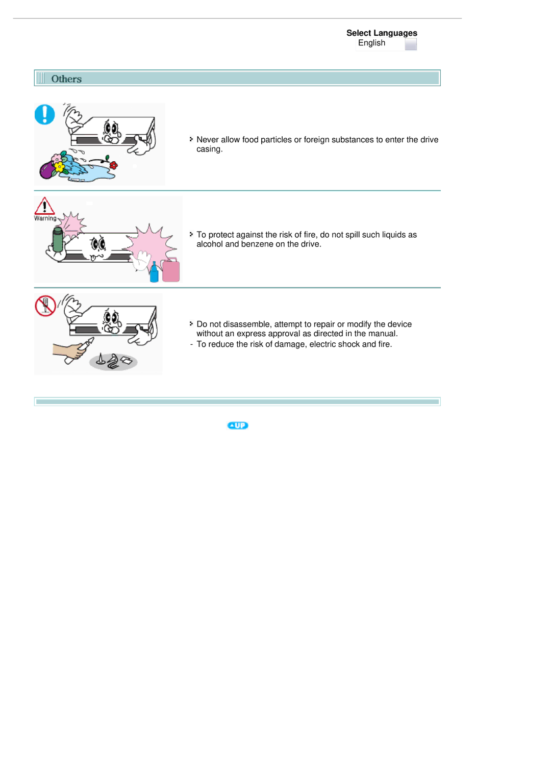 Samsung SE-S084B user manual To reduce the risk of damage, electric shock and fire 