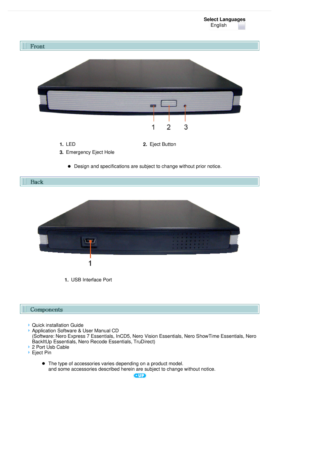 Samsung SE-S084B user manual LED Eject Button 