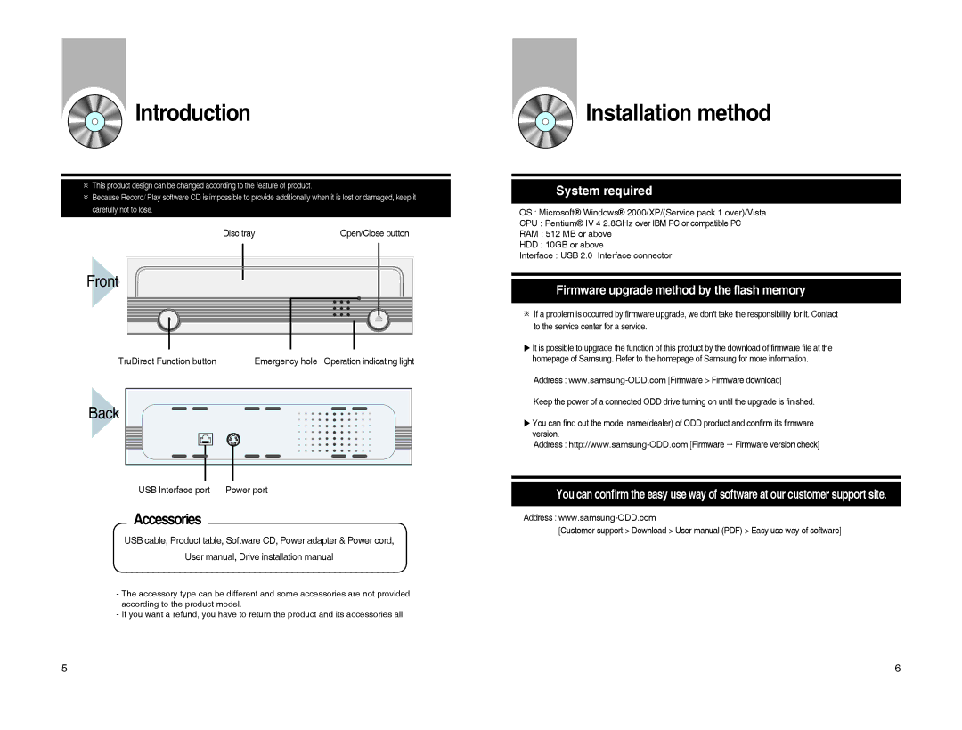 Samsung BG68-01526A, SE-S204S user manual Introduction, Installation method, Emergency hole Operation indicating light 