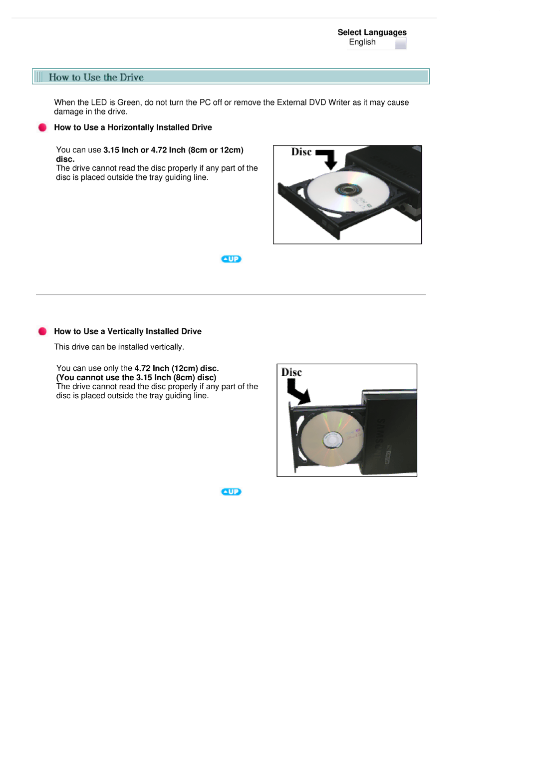 Samsung SE-S224Q user manual How to Use a Vertically Installed Drive 