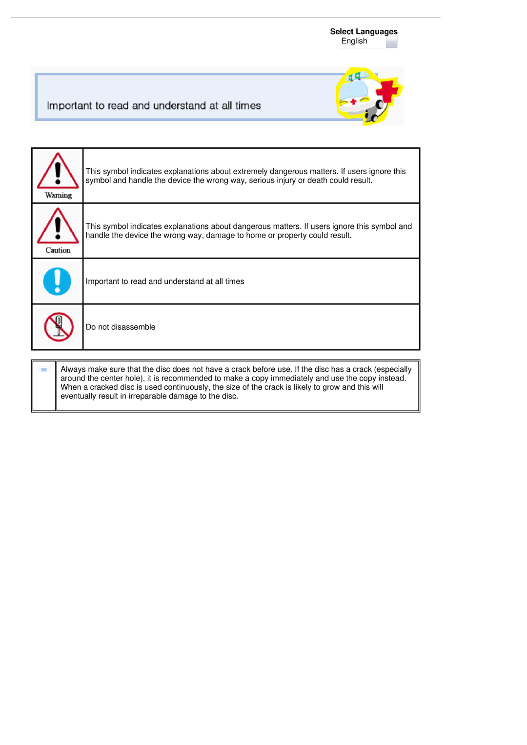 Samsung SE-S224Q user manual Select Languages 