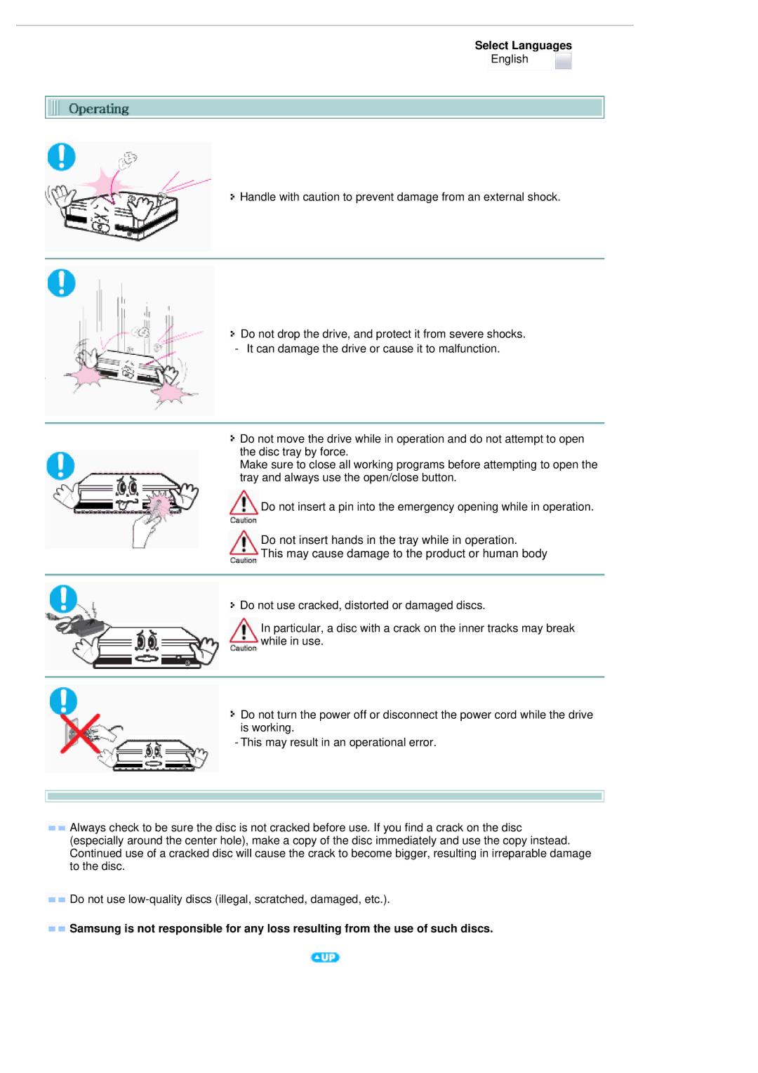 Samsung SE-S224Q user manual Select Languages 