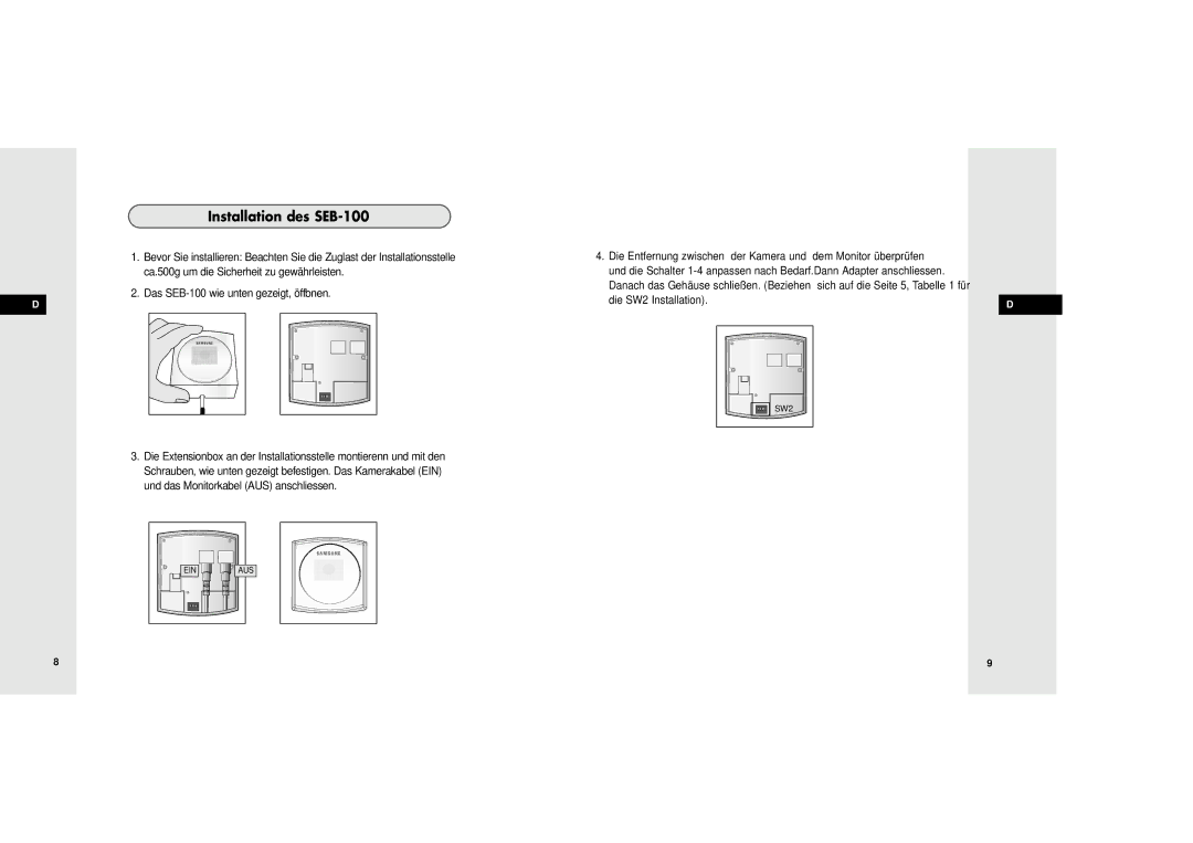 Samsung manuel dutilisation Installation des SEB-100 