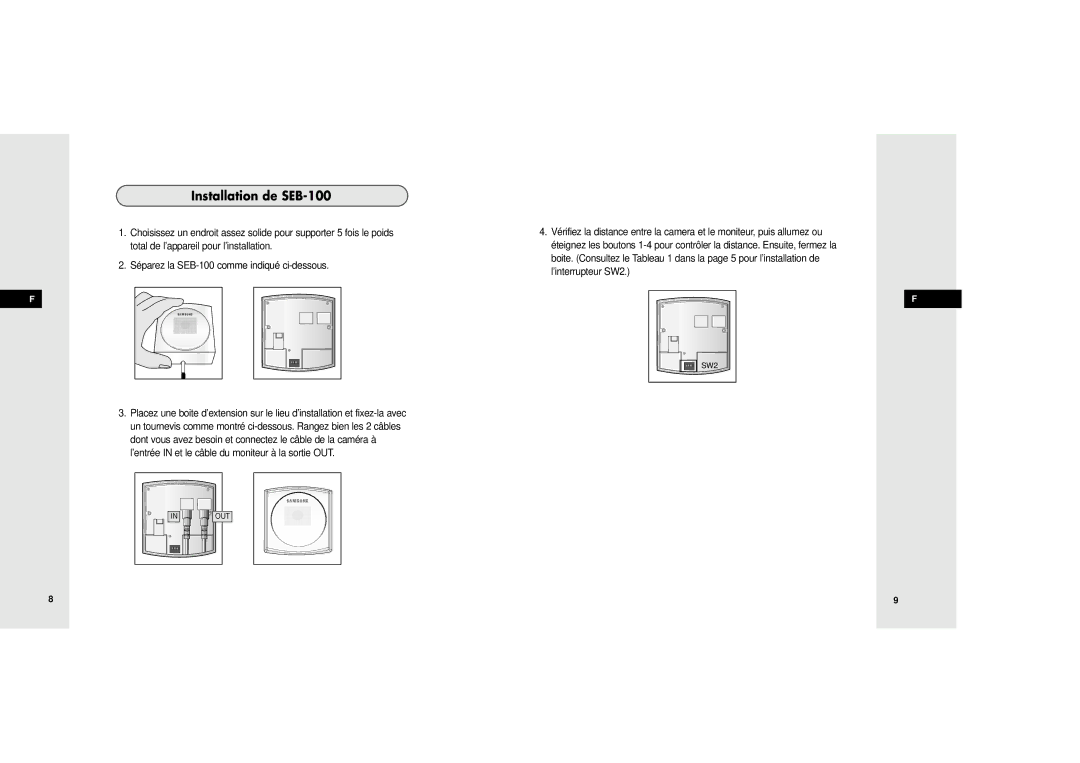 Samsung manuel dutilisation Installation de SEB-100 