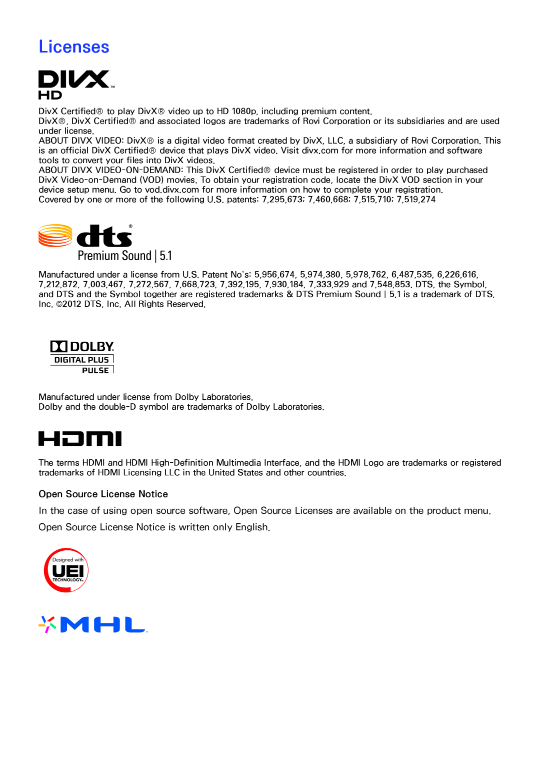 Samsung SEK-1000 manual Licenses, Open Source License Notice 