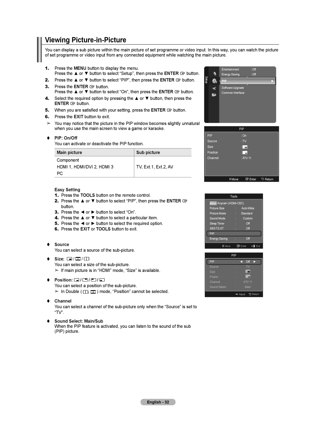 Samsung Series 5 user manual Viewing Picture-in-Picture 