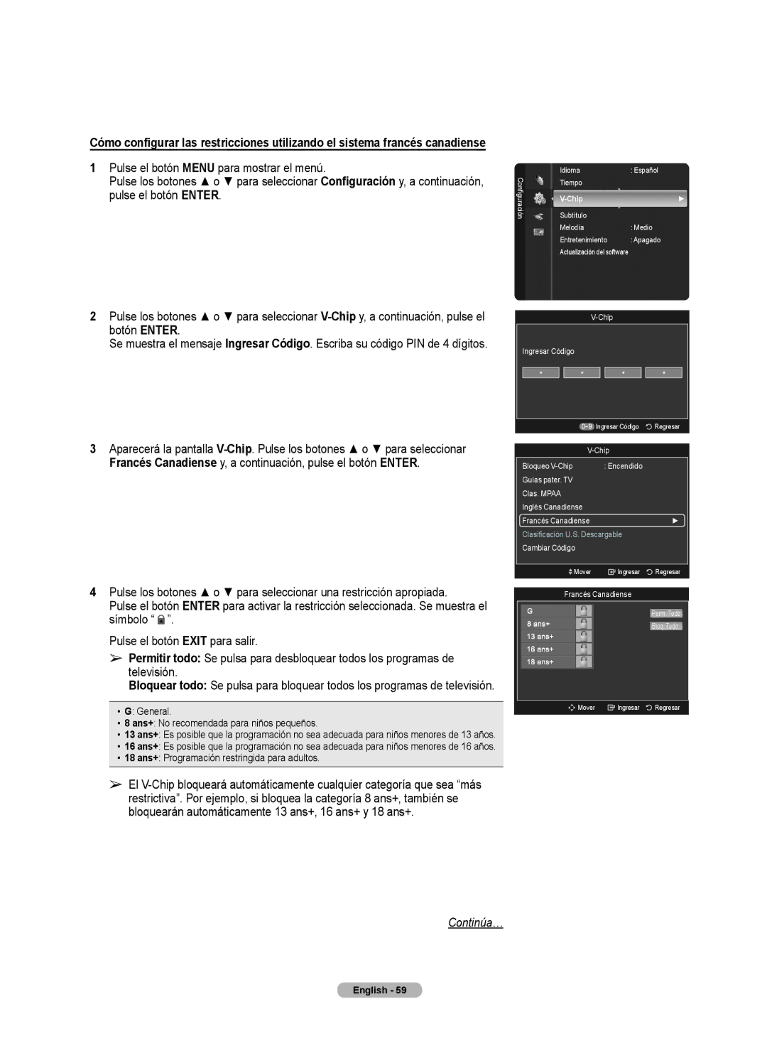 Samsung series 510 user manual 18 ans+ Programación restringida para adultos 