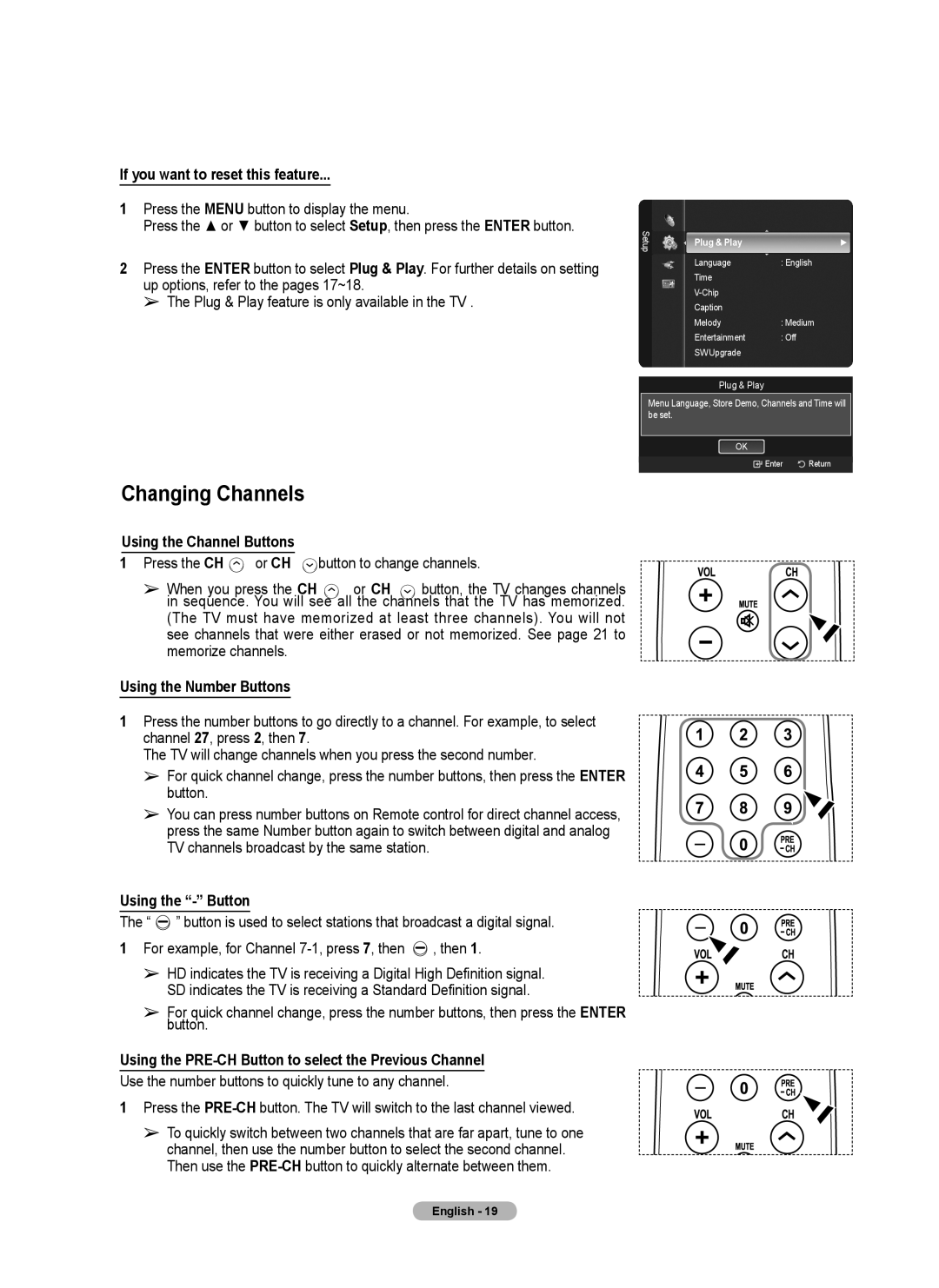 Samsung series 510 user manual Changing Channels 