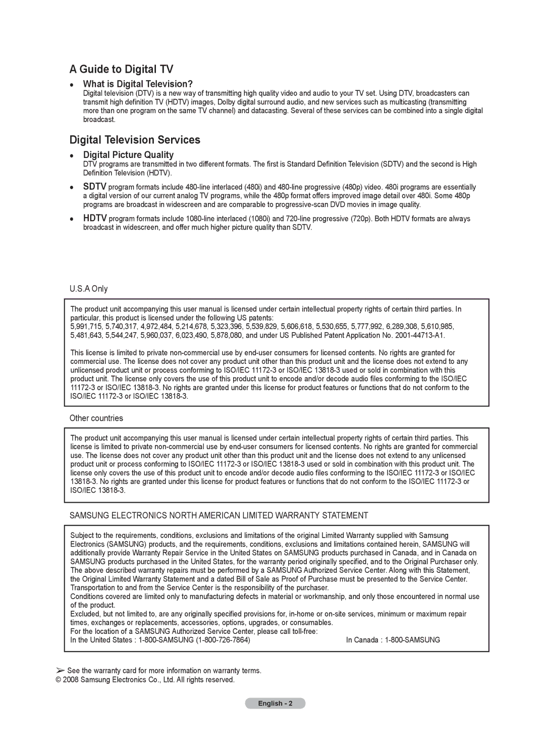 Samsung series 510 user manual A Only, Other countries 