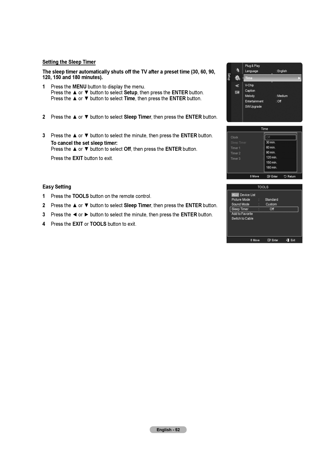 Samsung series 510 user manual To cancel the set sleep timer, Press the Tools button on the remote control 