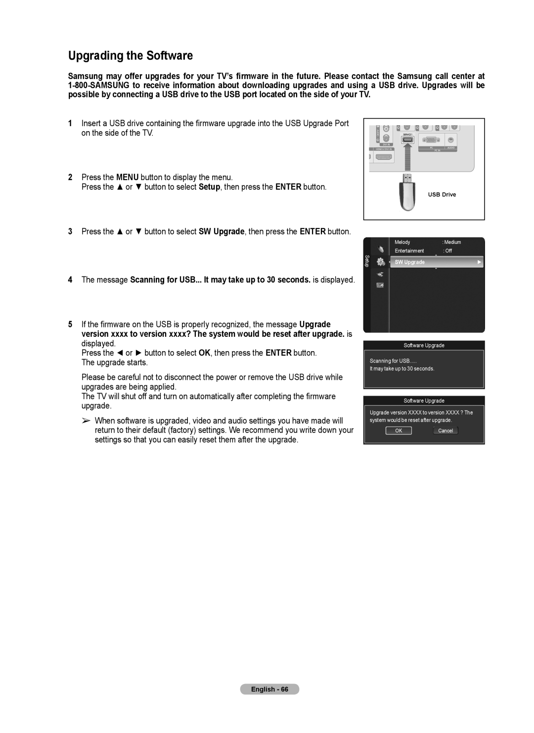 Samsung series 510 user manual Upgrading the Software, SW Upgrade 