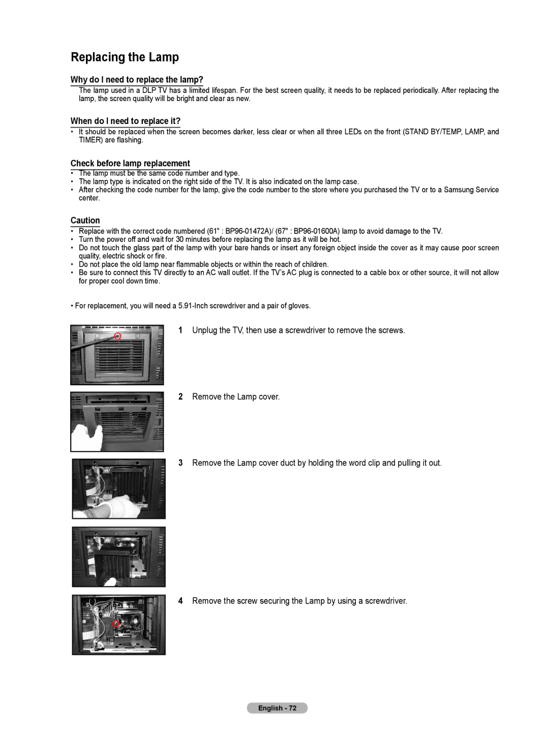 Samsung series 510 user manual Replacing the Lamp, Why do I need to replace the lamp?, When do I need to replace it? 