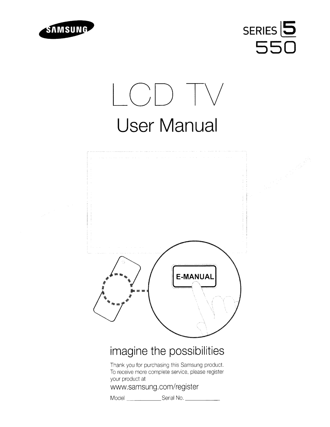 Samsung Series 5 550, Series 550 user manual Lcd Tv 